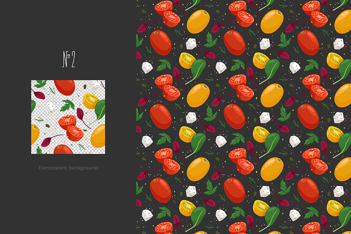 Tomatoes Vector Patterns, a Food Illustration by AKOMIX (Photo 3 of 6)