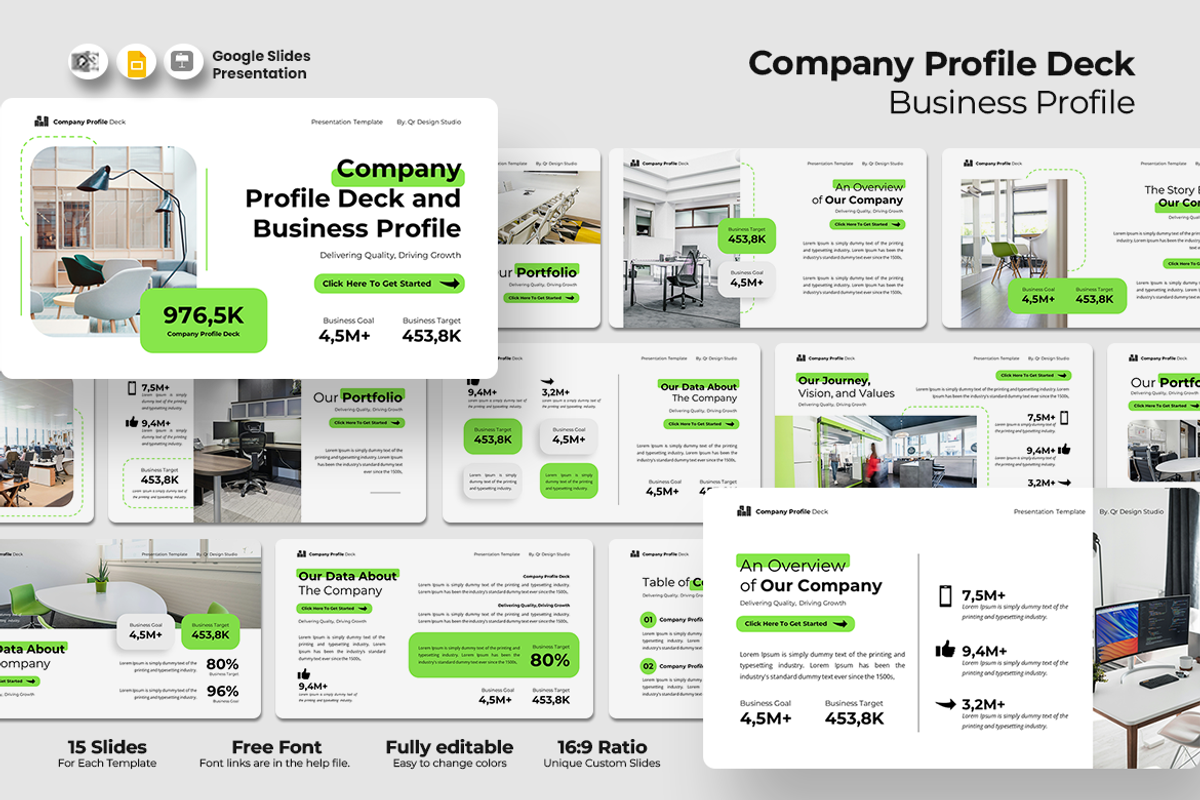 Company Profile Deck - Google Slides, a Presentation Template by QR Design Studio (Photo 1 of 3)