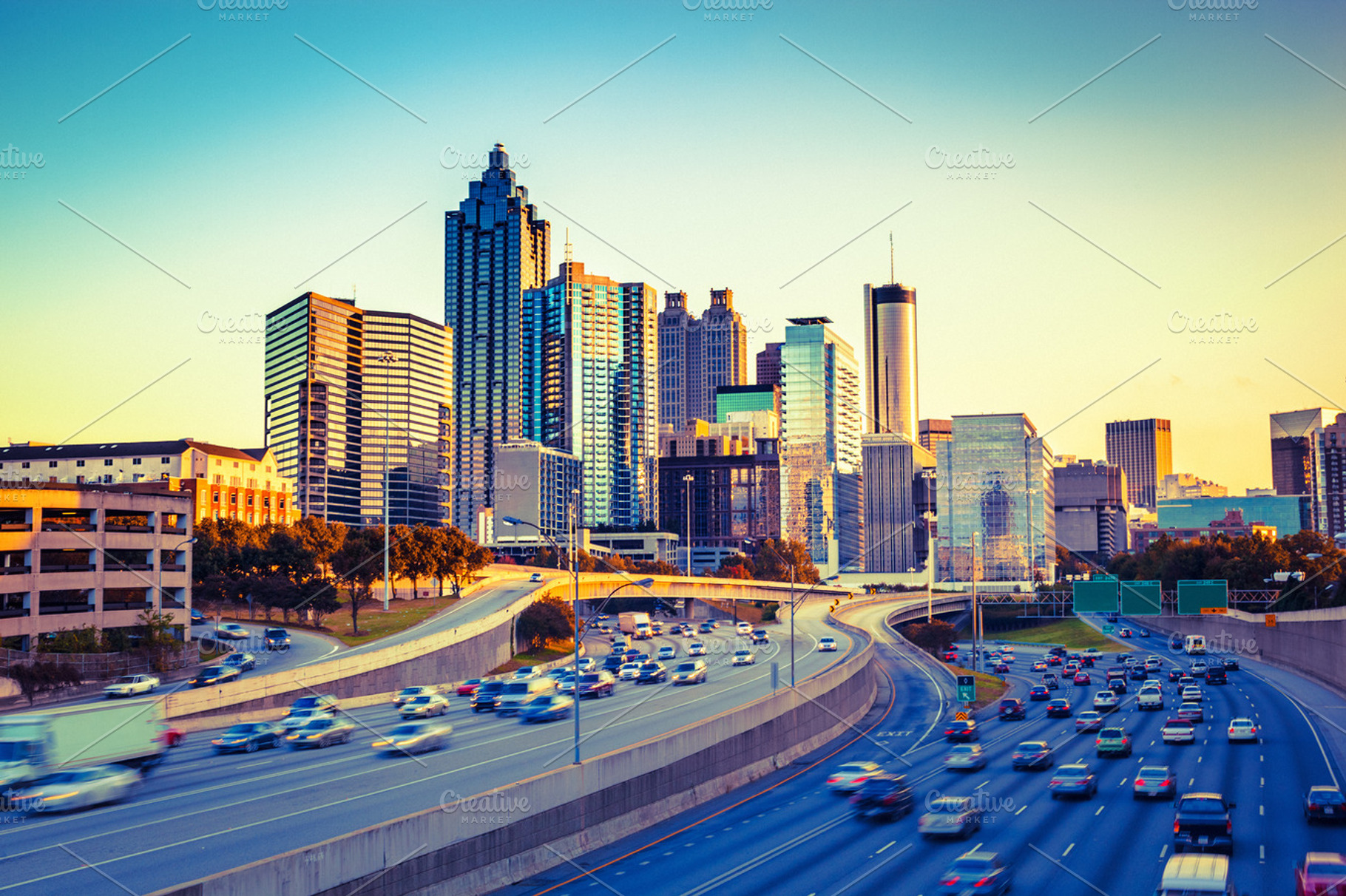 Atlanta Skyline at Sunset, an Architecture Photo by FunkyMedia