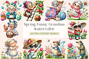 Spring Funny Grandma Clipart, a Seasonal Illustration by DreamArtGraphic (Thumbnail 1 of 4)
