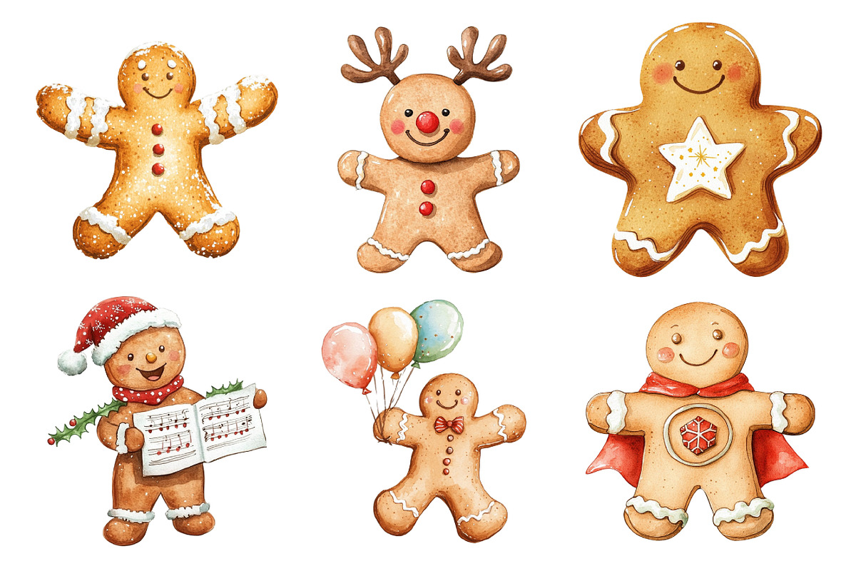 Cute Christmas Gingerbread Man Clipa, an Illustration by Daily.Designs (Photo 3 of 5)
