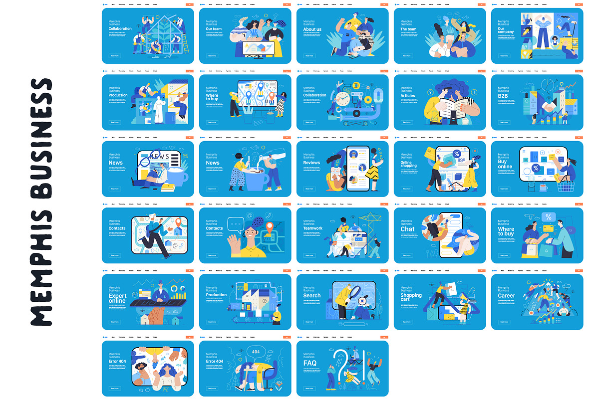 Memphis Business, vector illos, a Templates & Theme by Grivina's shop (Photo 25 of 27)
