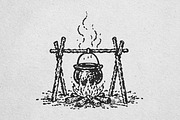 Vintage Campfire Pot Illustration, a Food Illustration by lettett (Thumbnail 3 of 3)