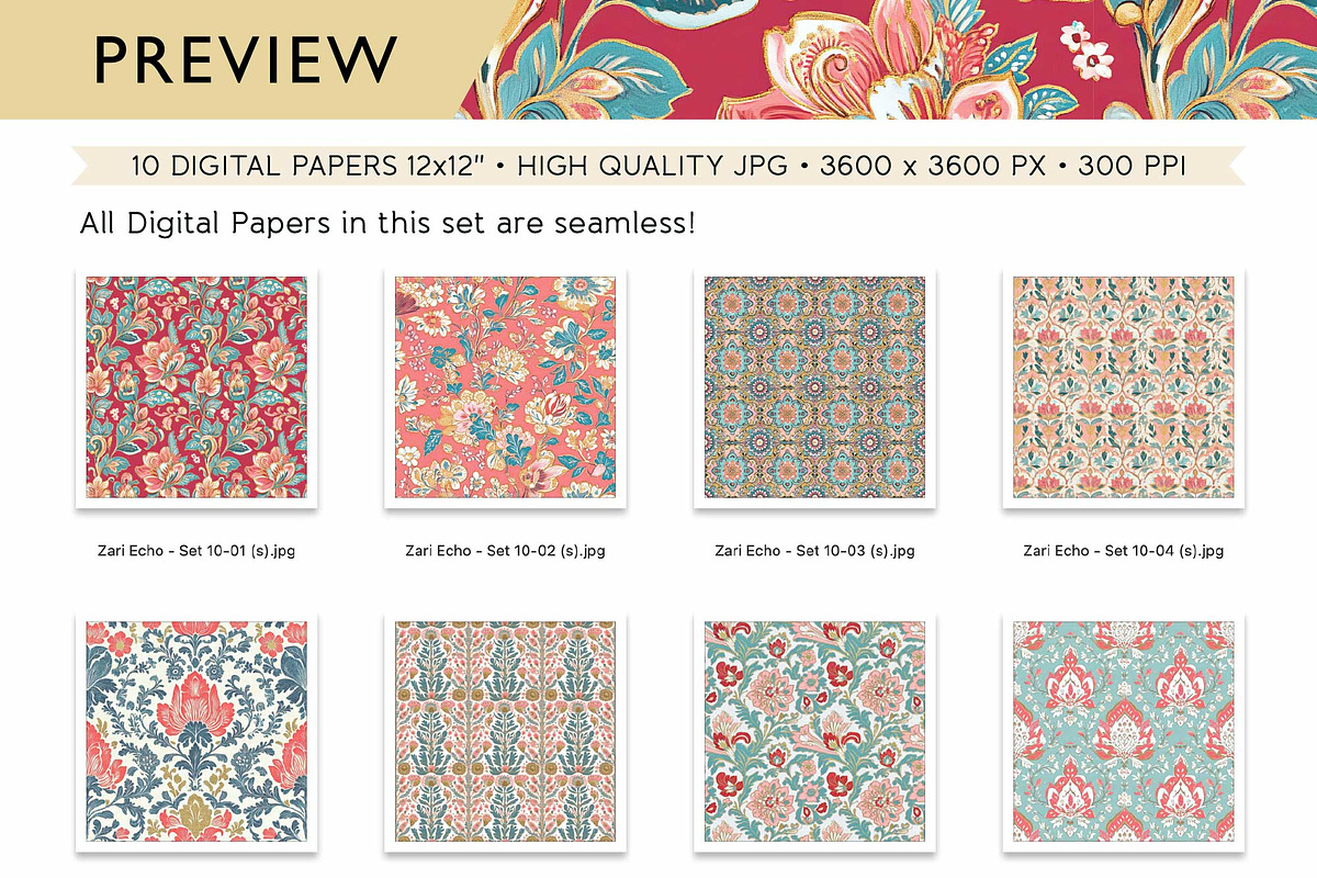 Red & Blue Batik Style Patterns, a Pattern Graphic by Maishop