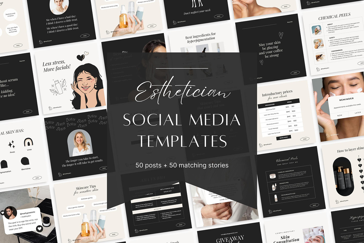 Canva Esthetician templates, a Social Media Template by LiliesandBerries (Photo 1 of 19)