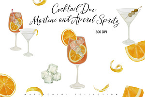 Martini & Aperol Spritz Watercolor