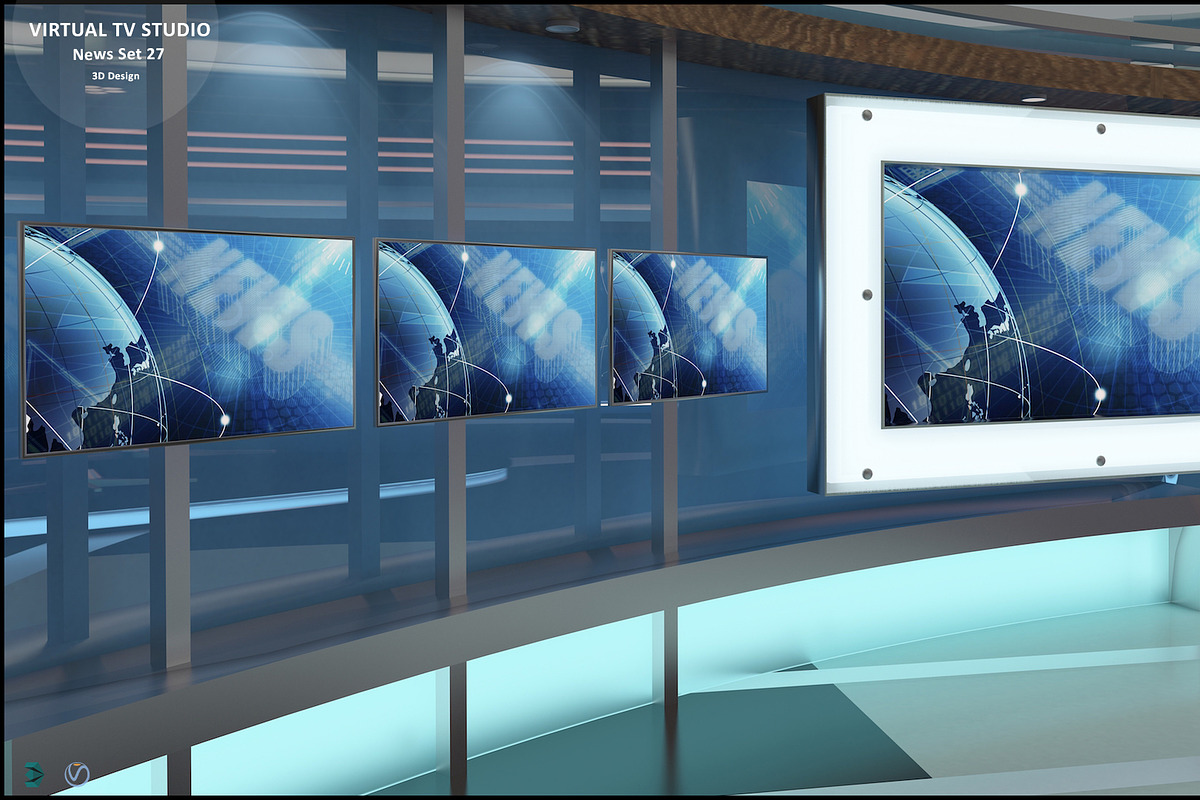 Virtual TV Studio News Set 27, an Architecture 3D Model by akerStudio (Photo 32 of 49)