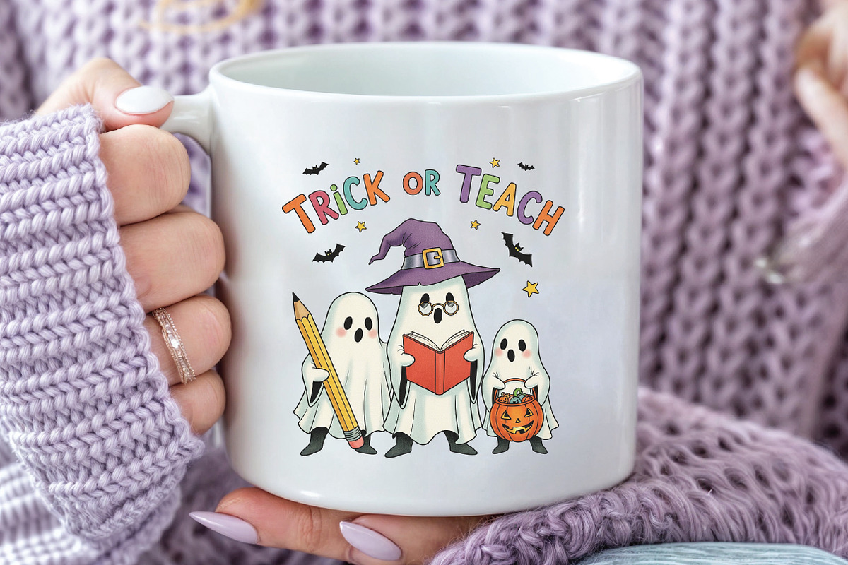 Retro Funny Halloween Teacher Ghost, an Illustration by CraftArtStudio (Photo 3 of 4)
