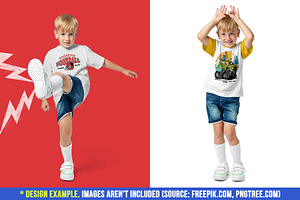 Realistic Kids Boy T-Shirt Mockups