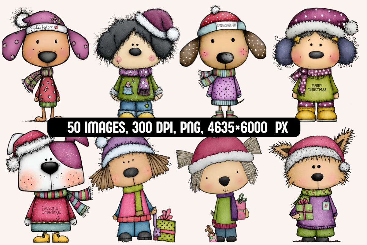 Quirky Christmas Dogs illustrations, an Animal Illustration by PrintHaven Designs (Photo 3 of 9)