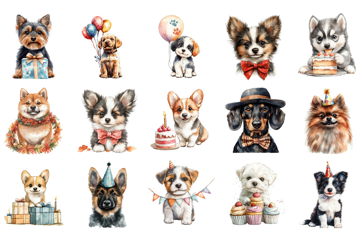 Cute Dogs Clipart Bundle, an Illustration by Designking (Photo 2 of 5)