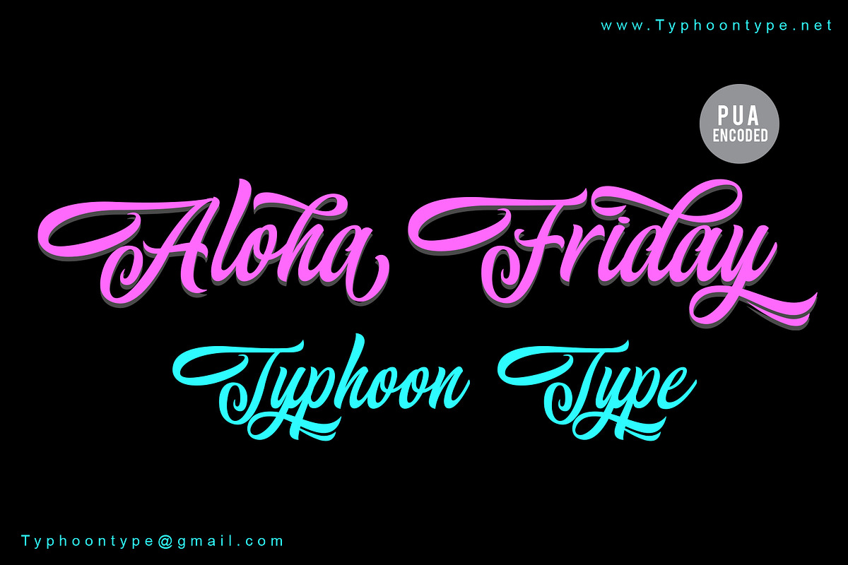 Aloha Friday font, a Script Font by TyphoonType™ S. Srisopha