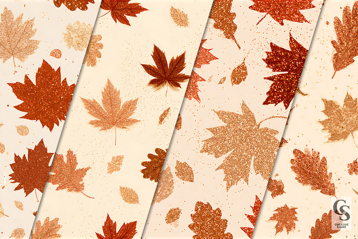 Fall Glitter Maple Leaves Pattern, a Pattern Graphic by Creative Store (Photo 2 of 5)