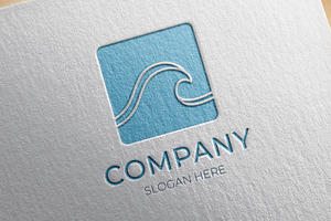 Beach surfing wave logo design