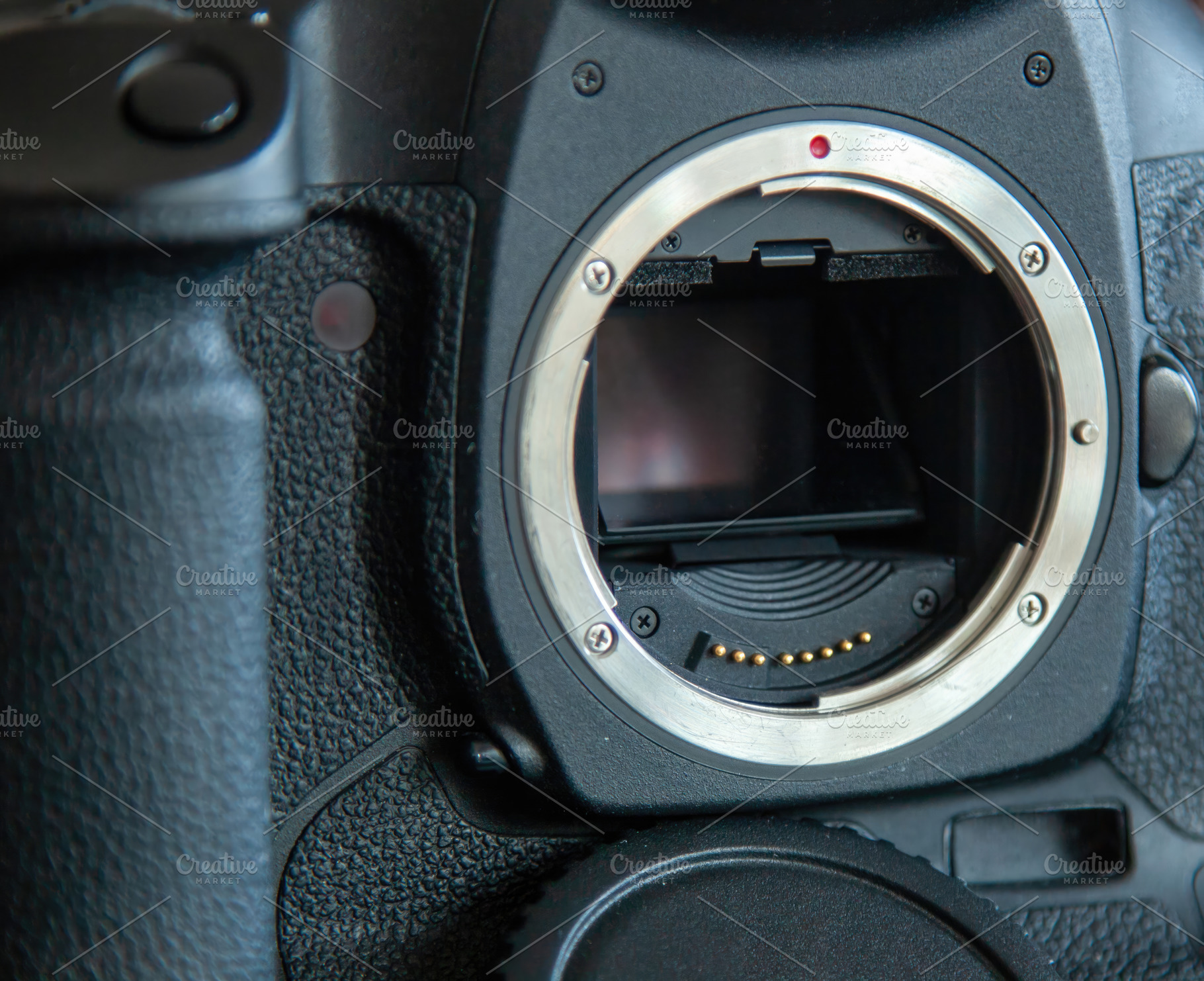 Metal mount of a DSLR digital camera with mirror down., a Technology Photo by Antonio Gravante Market