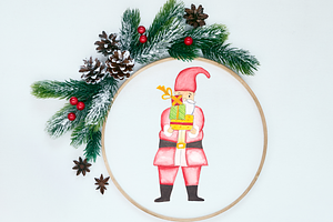 Christmas Santa Watercolor Clipart