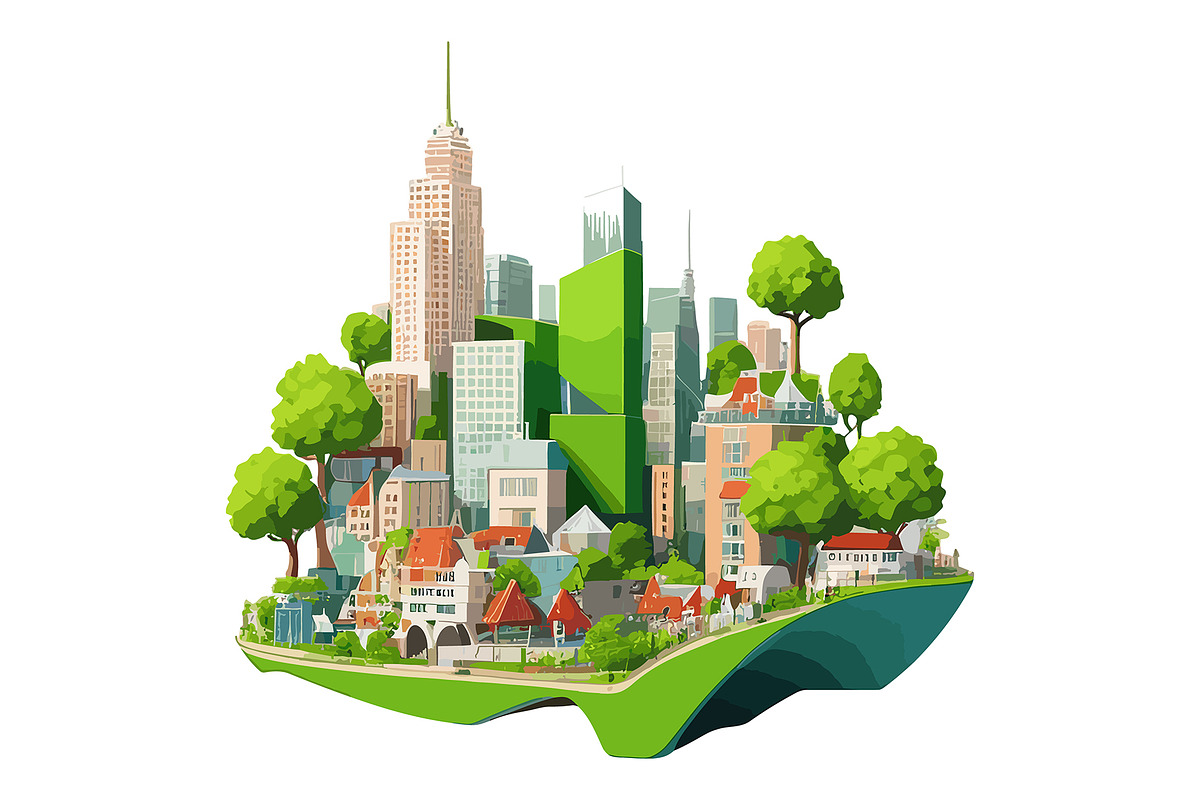 The green modern city skyline, an Illustration by Emdaduljs (Photo 6 of 8)