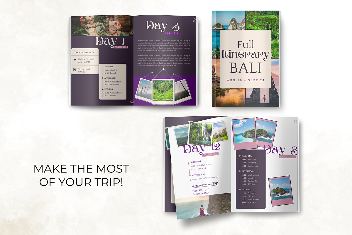 Printable Travel Itinerary Template, a Templates & Theme by Digital By Nikoleta (Photo 4 of 11)