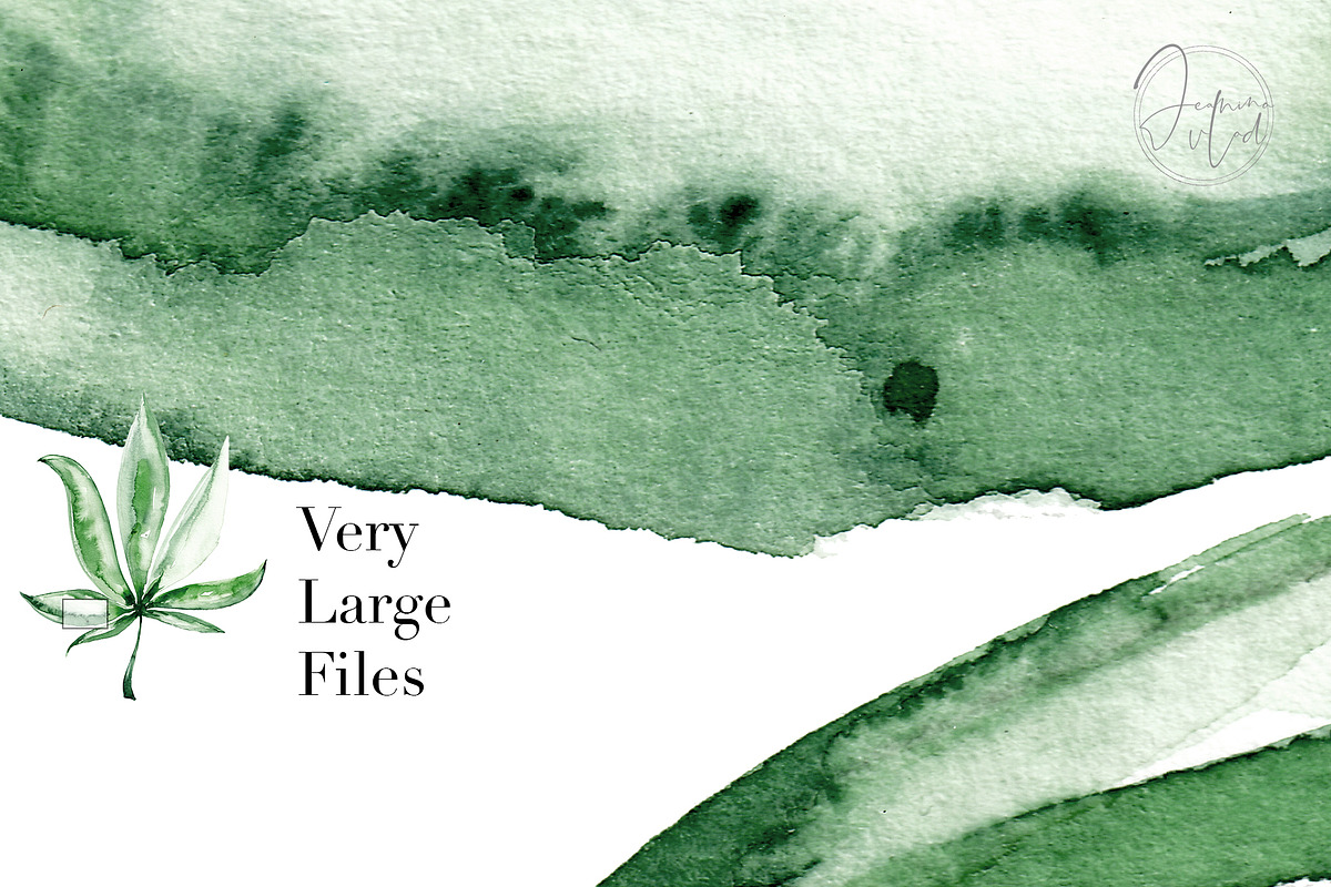 XL files - Watercolor Cannabis Set, an Object Graphic by Jeanina Vlad (Photo 4 of 17)
