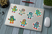 Retro Toy Robots Clipart & Posters, an Object Graphic by Blynn Pippen (Thumbnail 9 of 23)