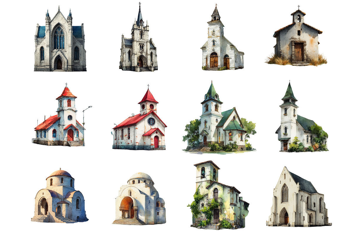 White Church Clipart, an Illustration by DreamArtGraphic (Photo 3 of 4)