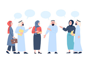 Arab men and women communication, a Finance Illustration by LadadikArt