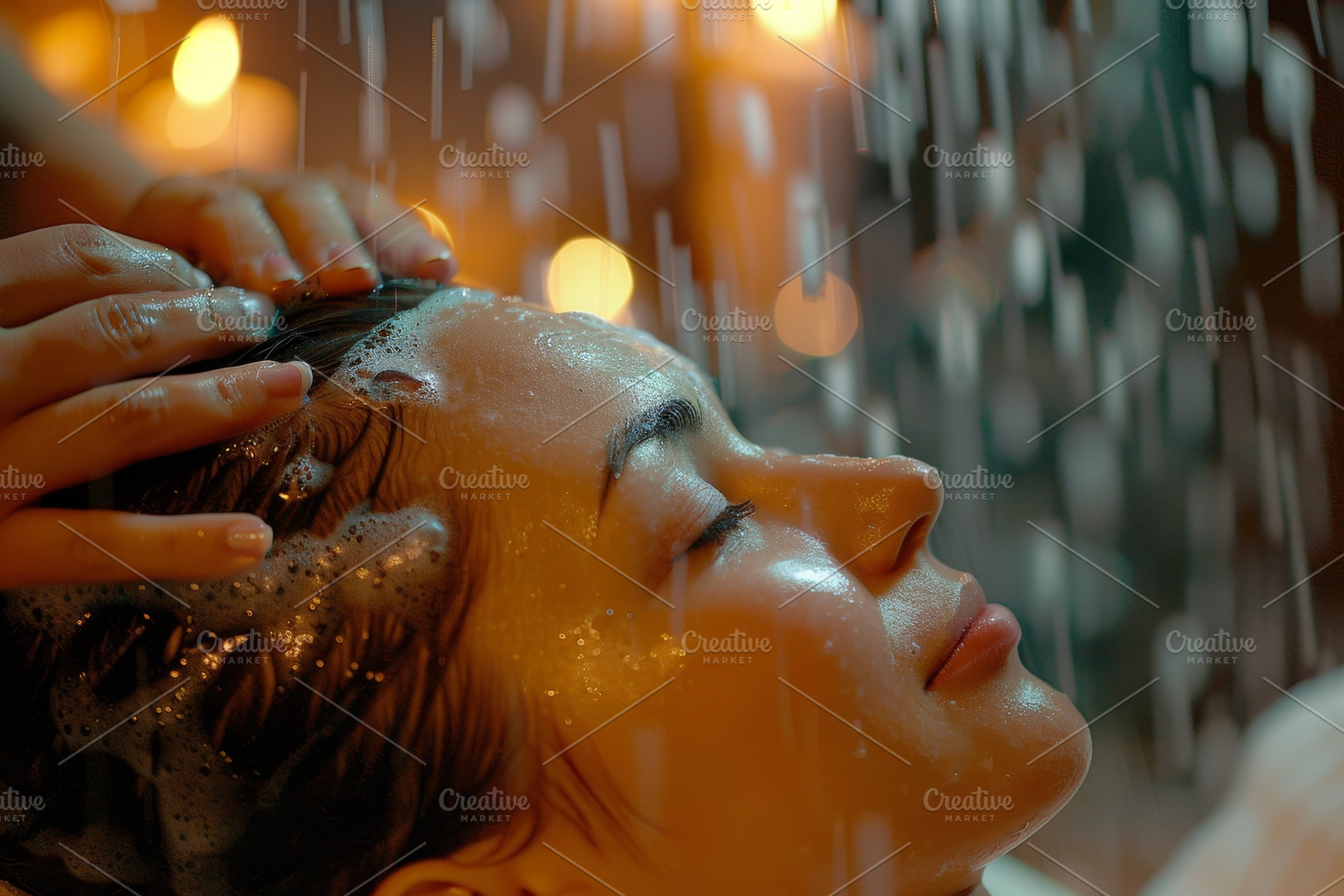 Woman Receiving Hair Wash in Shower,, a Photo by Iftikhar Alam
