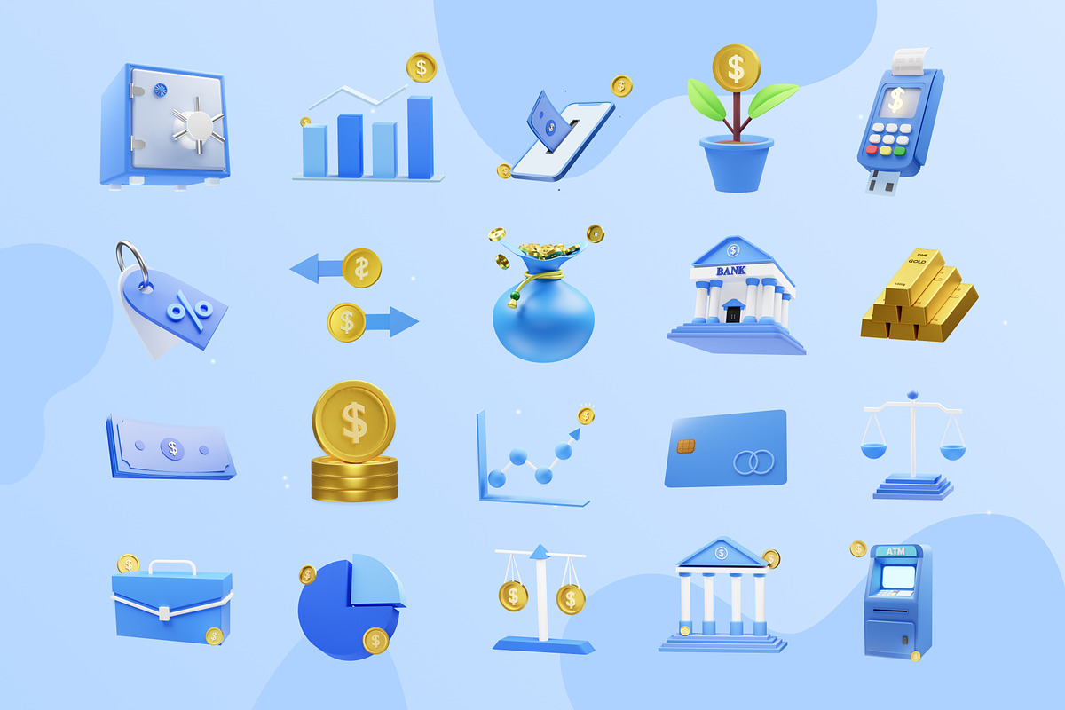 Finance & Business 3D Icons, an Object 3D Model by Azam Creative (Photo 5 of 5)