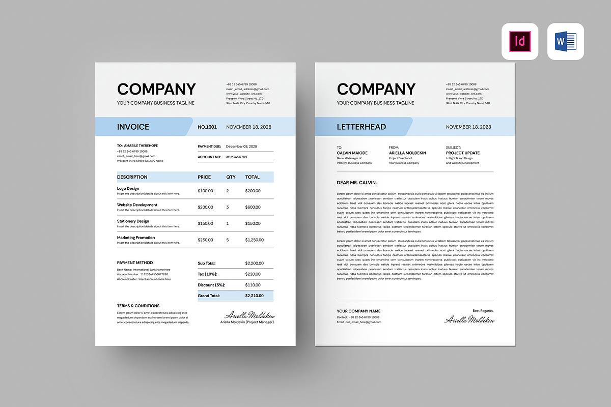 Invoice & Letterhead Template, a Stationery Template by Leaflove (Photo 1 of 5)