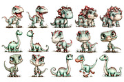 Cute Dinosaur Watercolor Clipart, an Animal Illustration by Nicolle's Colorful Art (Thumbnail 2 of 4)