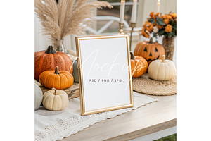 Halloween Gold Frame Mockup Sign, a Product Mockup by TatiMockup