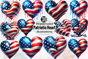 Watercolor Patriotic Heart Sublimat, an Illustration by SVGArt (Thumbnail 1 of 8)