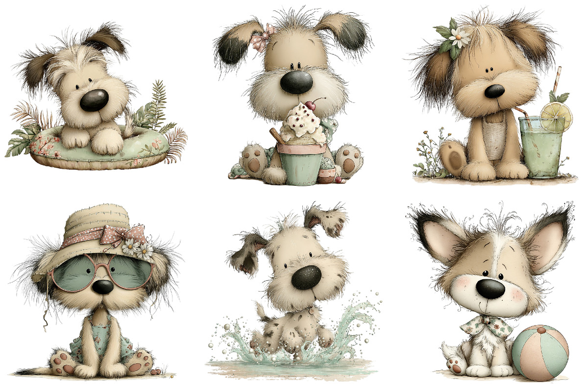 Whimsical Summer Dog Clipart, an Animal Illustration by Black Bird Studio (Photo 5 of 6)