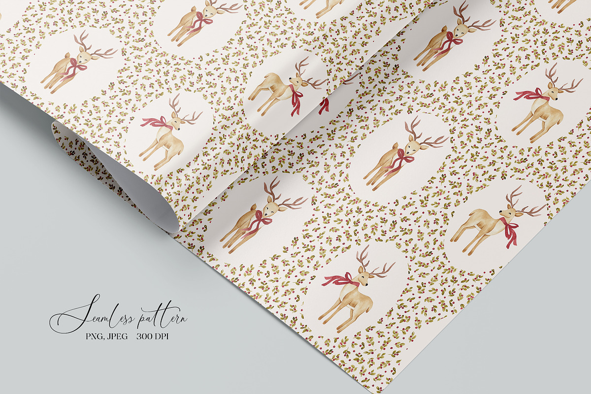 Retro Christmas deers pattern, a Pattern Graphic by SirenaArt (Photo 6 of 12)