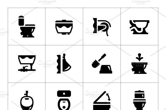Set Icons Of Toilet
