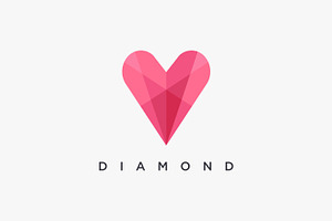 Simple Diamond Heart Love Logo Icon