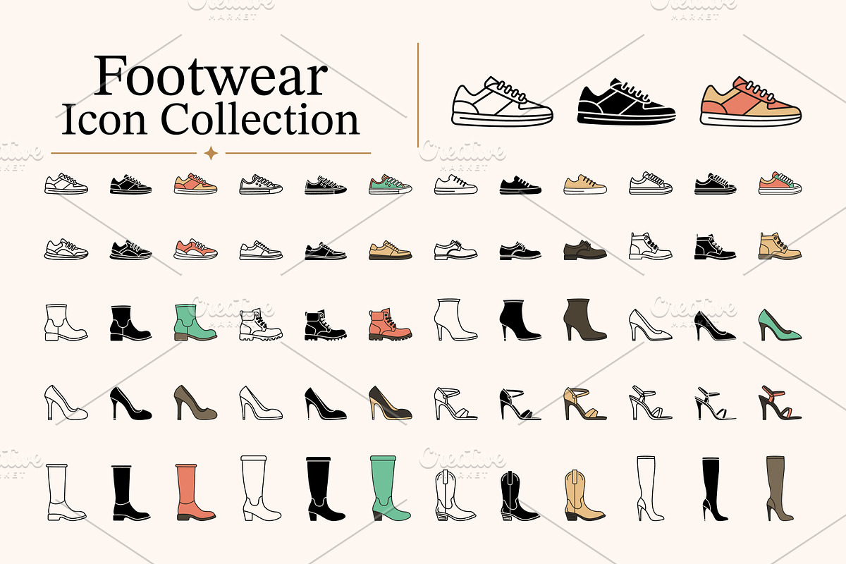 Footwear Icon Collection., an Object Graphic by Gomolach (Photo 1 of 6)