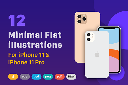 Minimal Flat iPhone 11 Vector Set