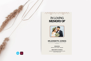 Funeral Service Brochure With Floral, an Invitation Template by Creatiya Type