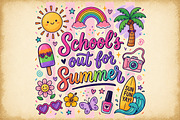 School out Summer Cute Doodle PNG, a Work Illustration by Sublimation Artist (Thumbnail 1 of 9)