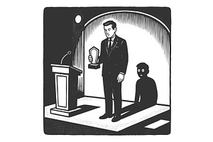 Man winning award while battling, a Person Illustration by AlexArt