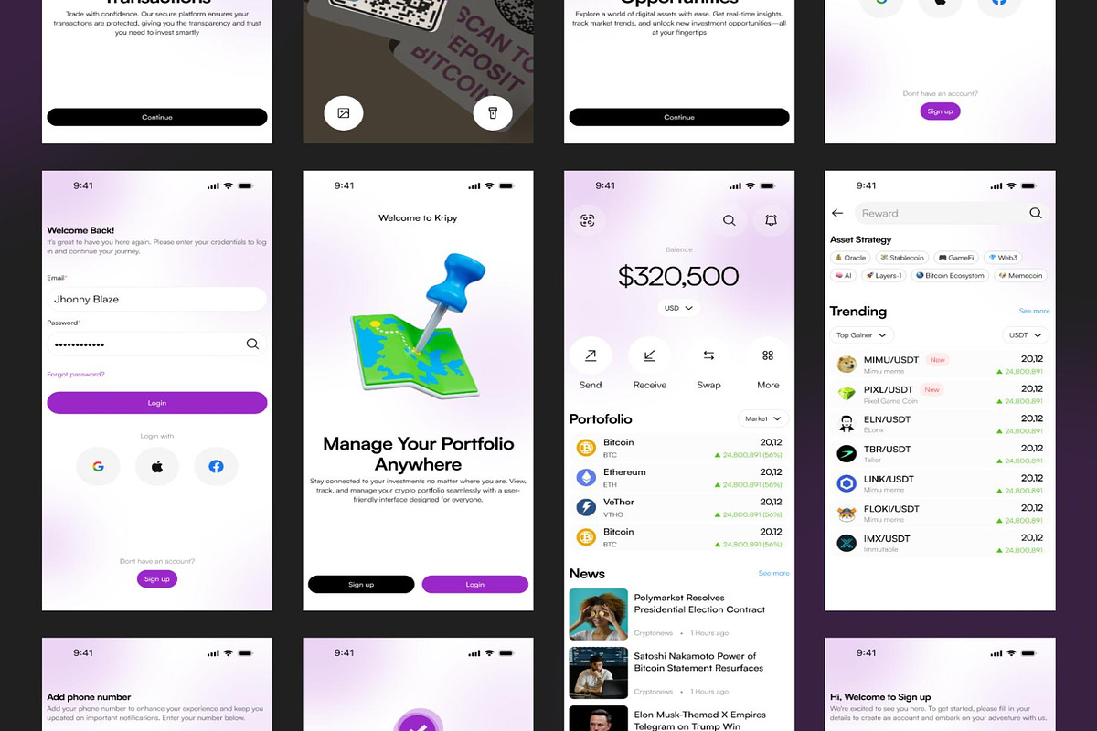 Walcy - Crypto Wallet Mobile UI KIT, an UI Kit Template by Creative Perspective (Photo 4 of 7)