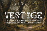 Vestige Gravestone Display Typeface, a Blackletter Font by Claire Wilde Designs (Thumbnail 1 of 7)