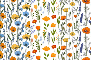 12 Minimal Meadow Seamless Patterns