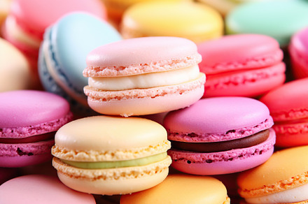 Colorful macarons dessert background, a Food & Drink Photo by AlyaAnd