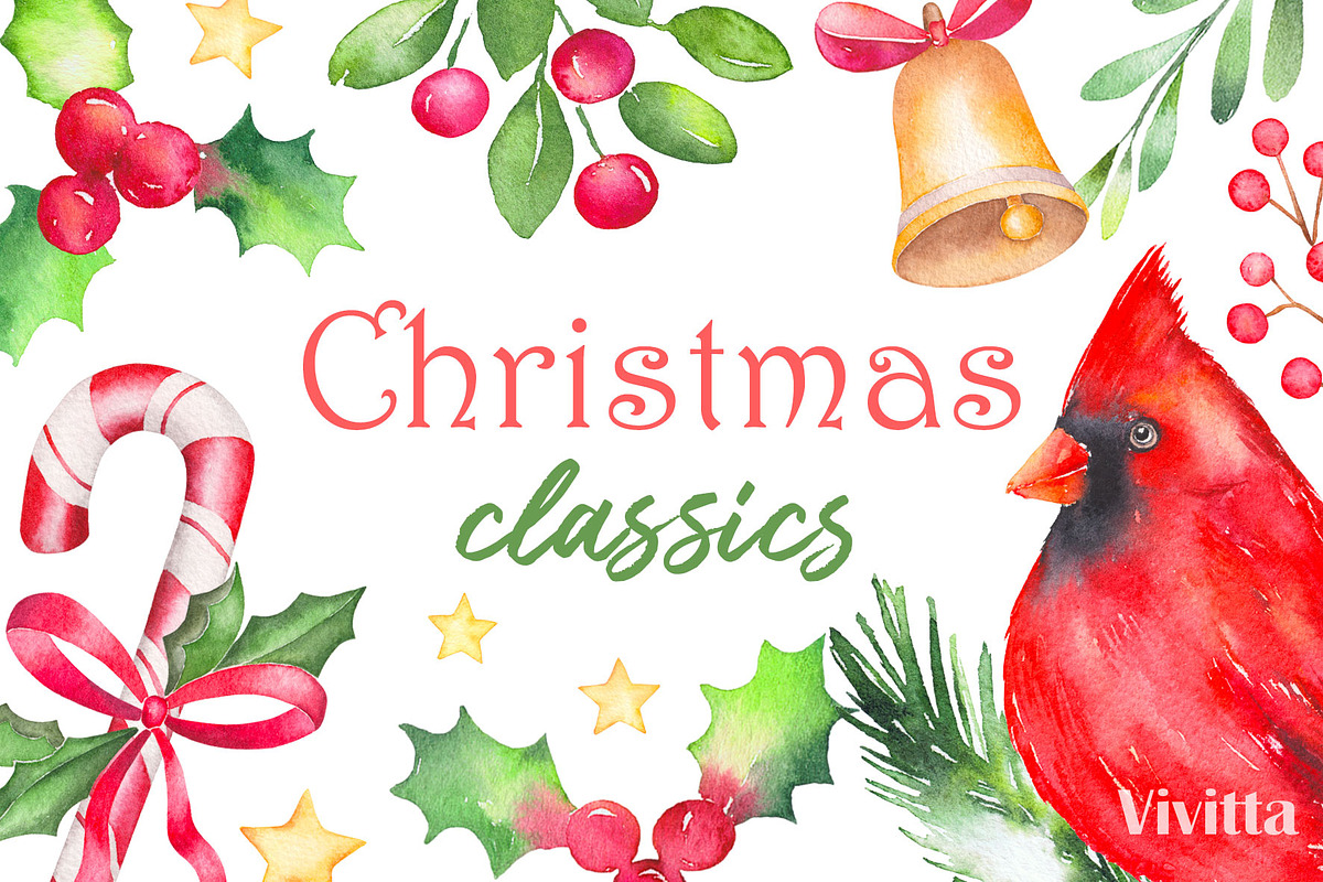 Watercolor Christmas set, Holiday, a Decorative Illustration by Vivitta (Photo 1 of 8)