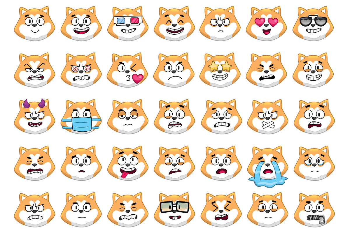 Akita Emoji Set, an Animal Illustration by Cartoon Shop (Photo 3 of 10)