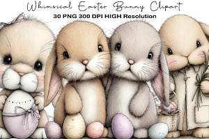 Whimsical Easter Bunny Clipart, an Illustration by Black Bird Studio