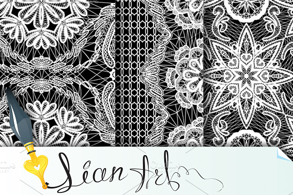 Seamless pattern - floral lace ornam preview 5