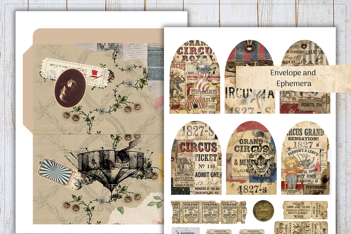 Circus Vintage Envelope and Ephemera, a Decorative Illustration by Print Haven Mochi Vintage (Photo 3 of 6)